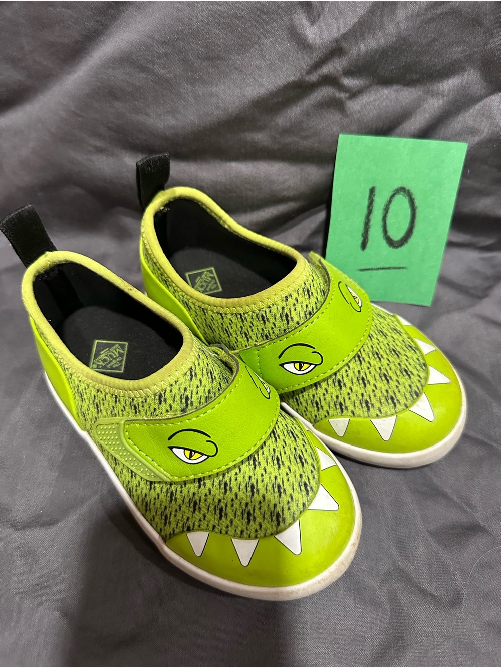 Kids Lime Green Monster Slip-On Sneakers